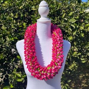 All handmade leis- Rose pink plumeria. 39 inches